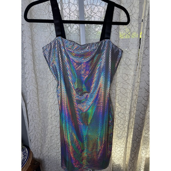 Charlotte Russe Holographic Bodycon Mini Dress – Size‎ L - Picture 2 of 6